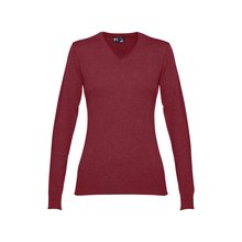 Jersey con escote de pico para mujer Burdeos M
