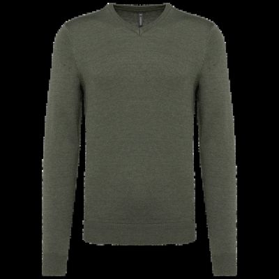 Jersey Punto cuello de pico hombre Green Marble Heather L