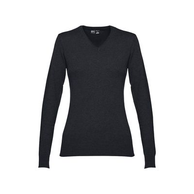 Jersey con escote de pico para mujer Negro L