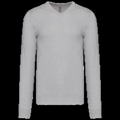 Jersey Punto cuello de pico hombre Grey Melange 4Xl