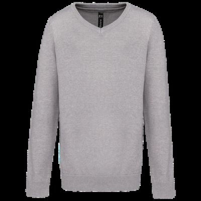 Jersey cuello de pico niños Grey Melange 6/8 Ans