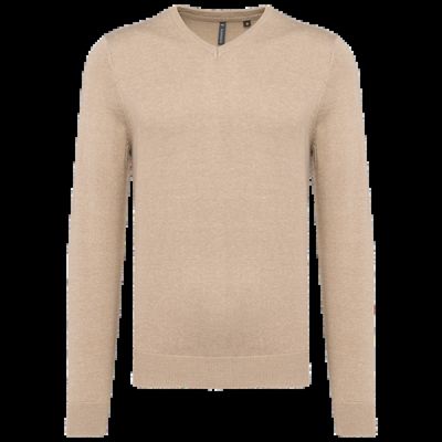 Jersey Punto cuello de pico hombre Beige Heather L