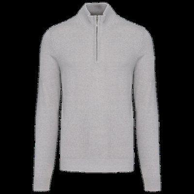 Jersey 1/4 cremallera hombre entallado Grey Melange 3Xl