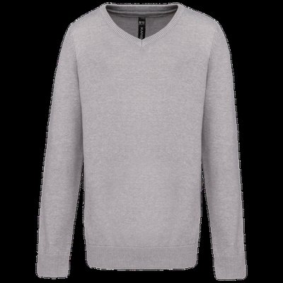 Jersey cuello de pico niños Grey Melange 8/10 ans