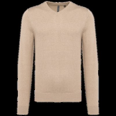 Jersey Punto cuello de pico hombre Beige heather 4XL
