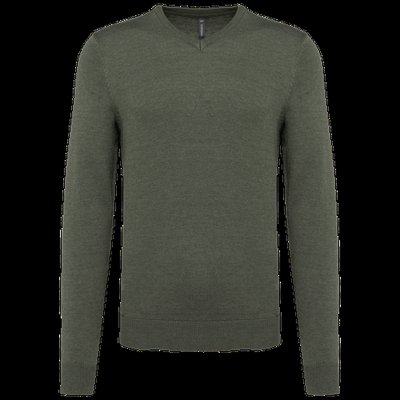 Jersey Punto cuello de pico hombre Green Marble Heather M