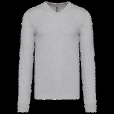 Jersey Punto cuello de pico hombre Grey Melange 4Xl