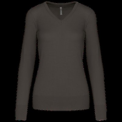 Jersey de punto cuello de pico para mujer DARK GREY XS