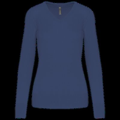 Jersey de punto cuello de pico para mujer Deep Blue Xxl
