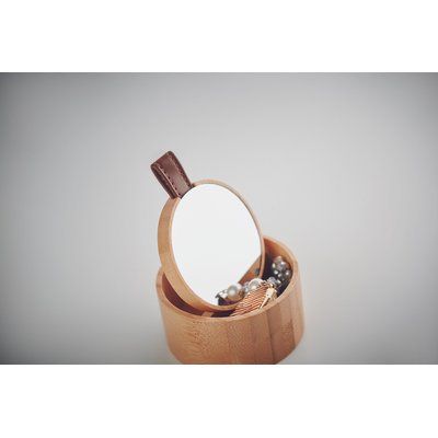 Joyero Bambú Tapa Espejo Extraíble Ø8cm