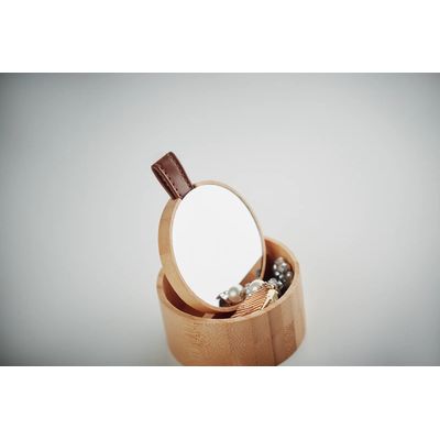 Joyero Bambú Tapa Espejo Extraíble Ø8cm