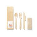 Juego Cubiertos Madera + Servilleta Kraft