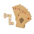 Juego de dominó de madera y cartas recicladas