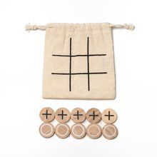 Juego 3 en raya de madera con 10 fichas Crudo Talla Única Adulto