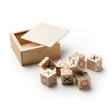 Juego de habilidad 3 en raya de madera Crudo