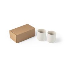Juego de tazas de cerámica acabado mate Blanco Pastel