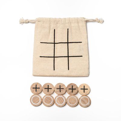 Juego 3 en raya de madera con 10 fichas