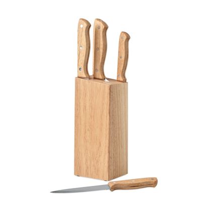Juego de 5 Cuchillos con Soporte de Madera