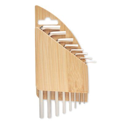 Juego de 8 Llaves Allen con Soporte Colgador Madera