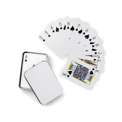 Juego de cartas poker en caja metal Plata