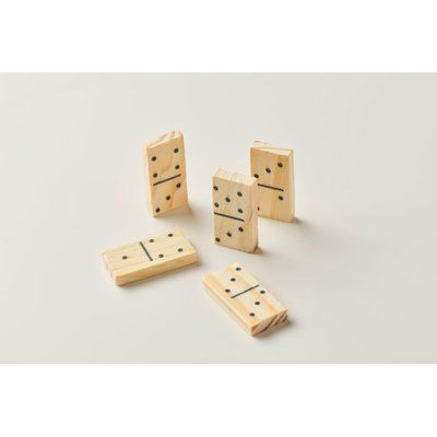 Juego de dominó de madera y cartas recicladas