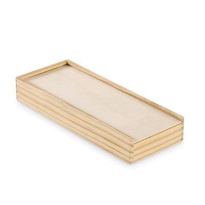 Juego de dominó de madera y cartas recicladas