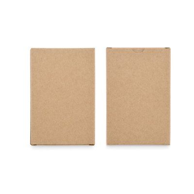 Juego de dominó de madera y cartas recicladas