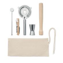 Kit de cóctel 5 piezas con bolsa algodón Beig