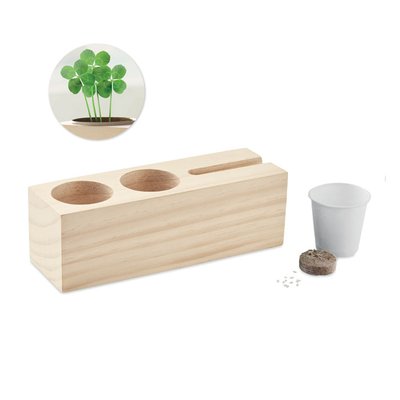 Kit madera con Soportes y Semillas Trébol