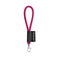 Lanyard corto con mosquetón banda elástica y etiqueta