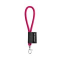 Lanyard corto con mosquetón banda elástica y etiqueta