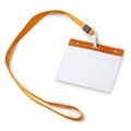 Lanyard con mosquetón e identificador PVC Naranja
