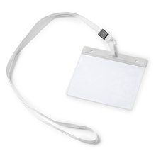 Lanyard con mosquetón e identificador PVC Blanco