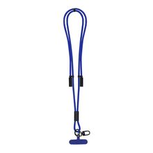 Lanyard con soporte móvil y cable de carga Azul