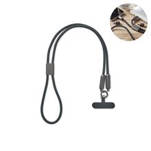 Lanyard con cable cargador móvil tipo C Negro