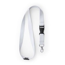 Lanyard de poliéster con mosquetón y hebilla Blanco