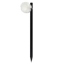 Lápiz de Madera Negro con Pompón Blanco