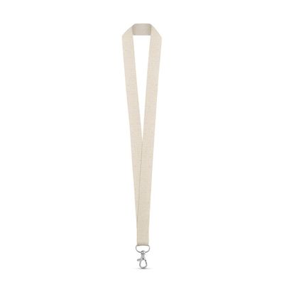 Lanyard de Algodón 2cm con Mosquetón Natural Claro
