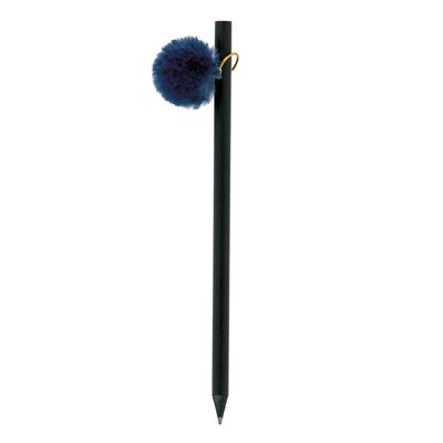 Lápiz de Madera Negro con Pompón Azul