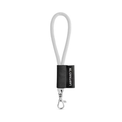 Lanyard corto con mosquetón banda elástica y etiqueta