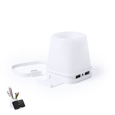 Lapicero iluminado con 4 puertos USB y soporte para móvil