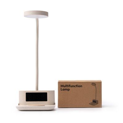 Lámpara con cargador inalámbrico y reloj