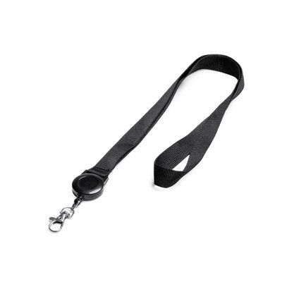 Lanyard con accesorio retráctil y mosquetón
