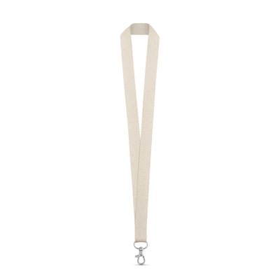 Lanyard de Algodón 2cm con Mosquetón Natural claro