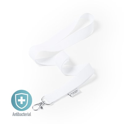 Lanyard Blanco Antibacteriano Poliéster