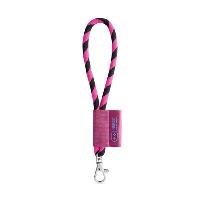 Lanyard corto con mosquetón banda elástica y etiqueta