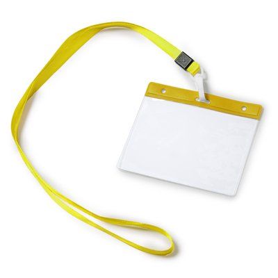 Lanyard con mosquetón e identificador PVC Amarillo Talla Única Adulto