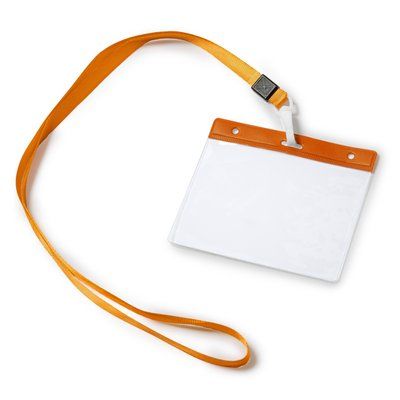 Lanyard con mosquetón e identificador PVC Naranja