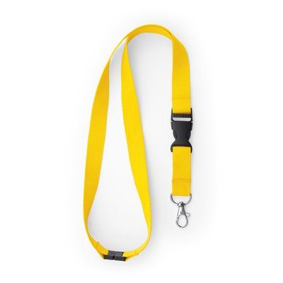 Lanyard de poliéster con mosquetón y hebilla Amarillo