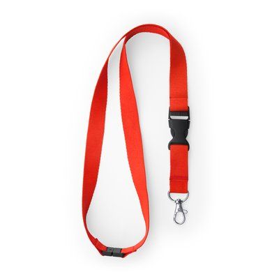 Lanyard de poliéster con mosquetón y hebilla Rojo